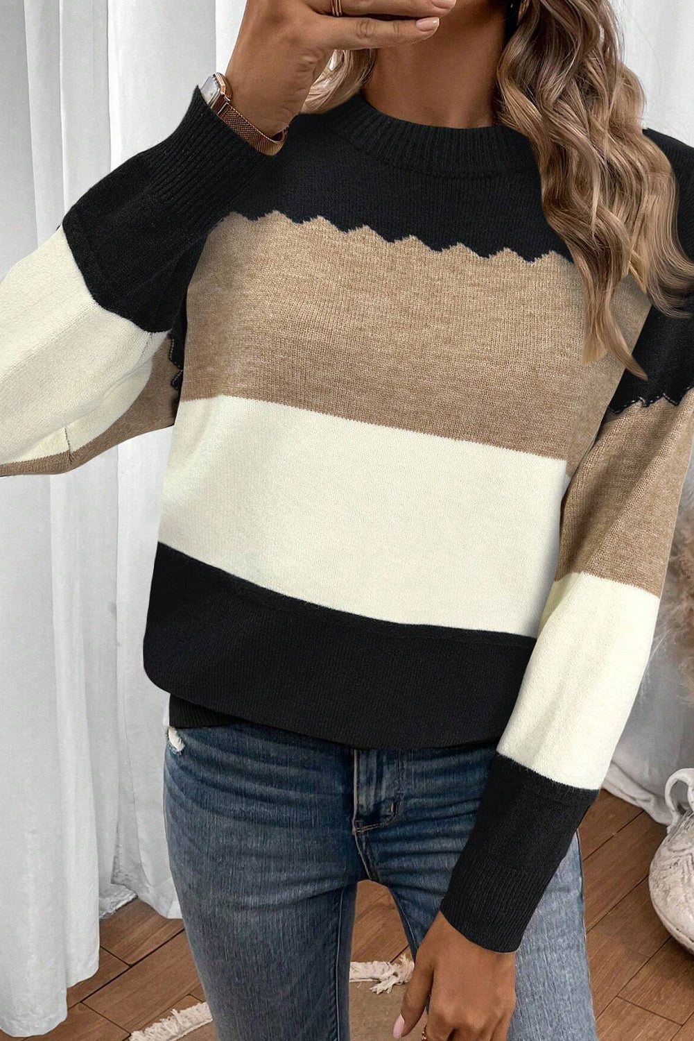 Colorblock Drop Shoulder Sweater