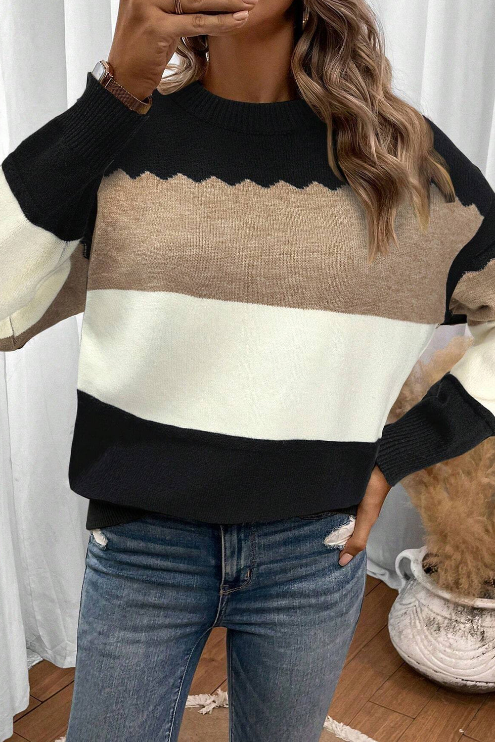 Colorblock Drop Shoulder Sweater