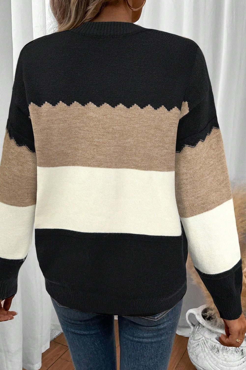 Colorblock Drop Shoulder Sweater