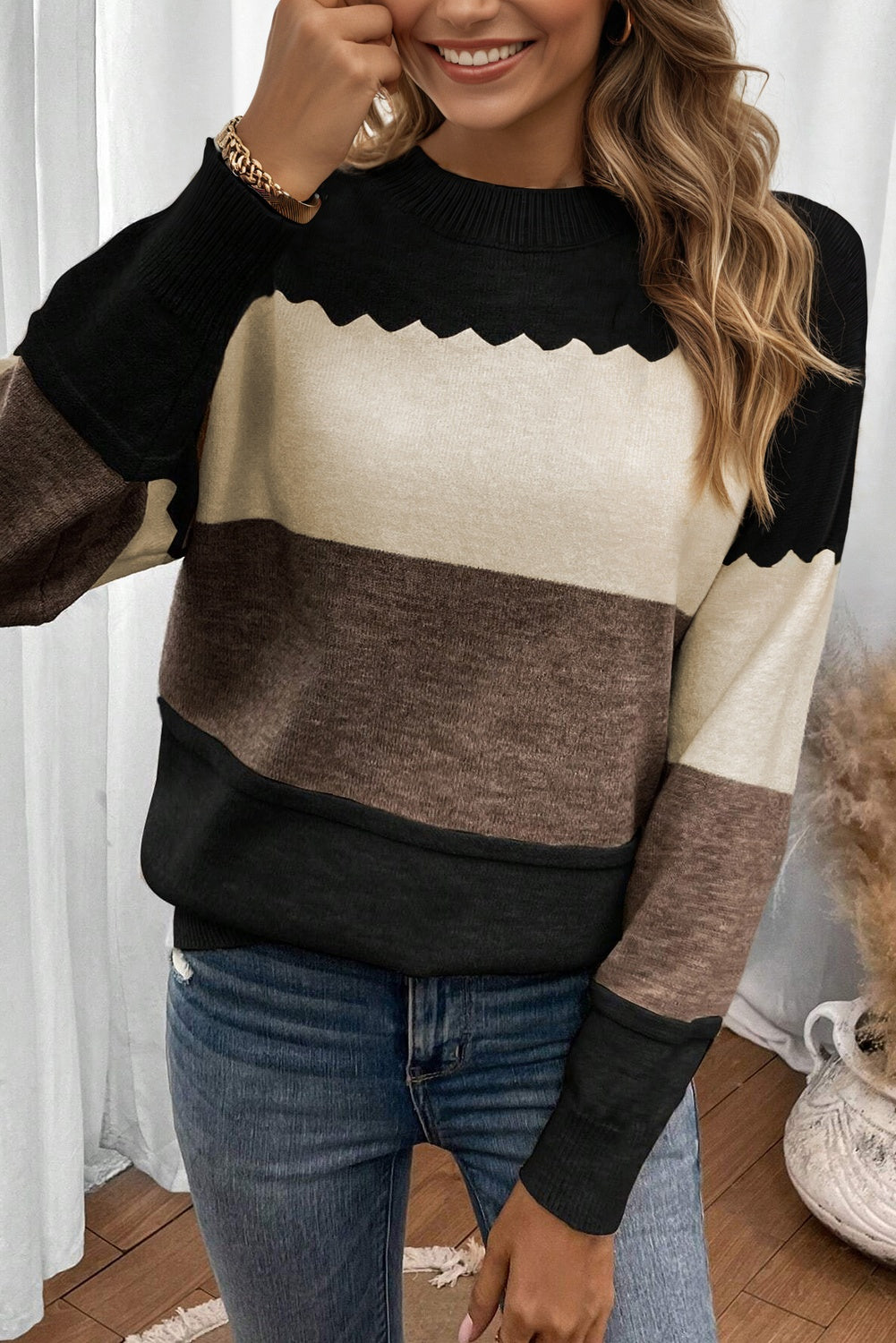 Colorblock Drop Shoulder Sweater