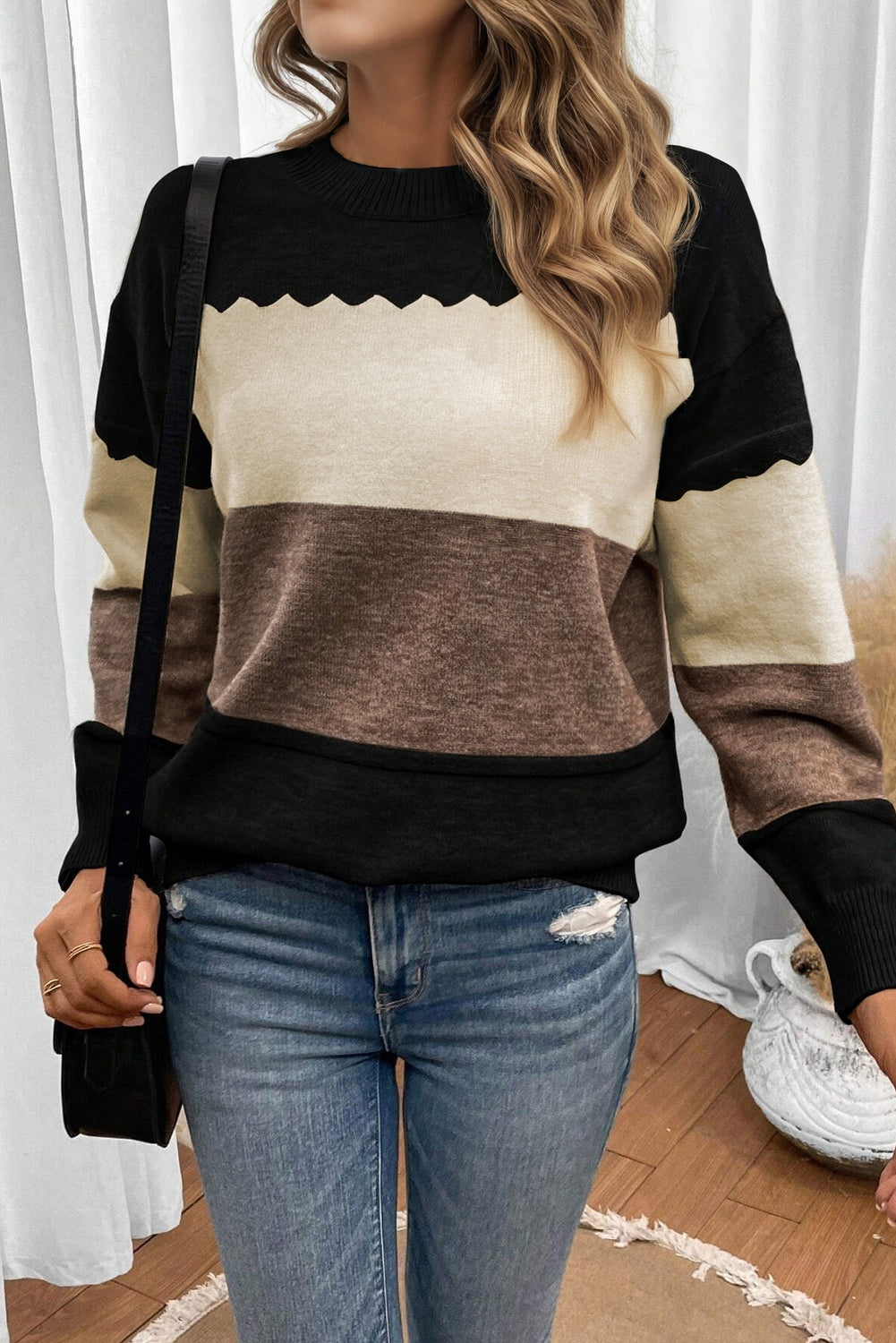 Colorblock Drop Shoulder Sweater