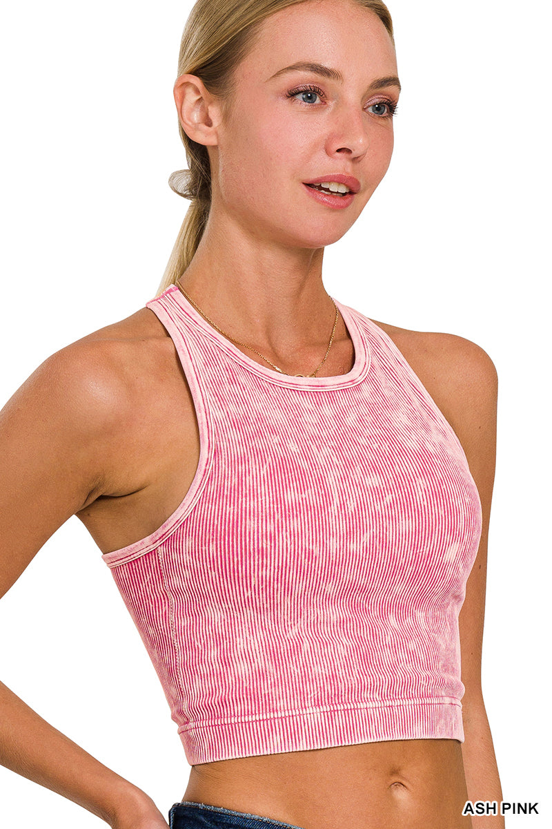 Washed ribbed cropped tank