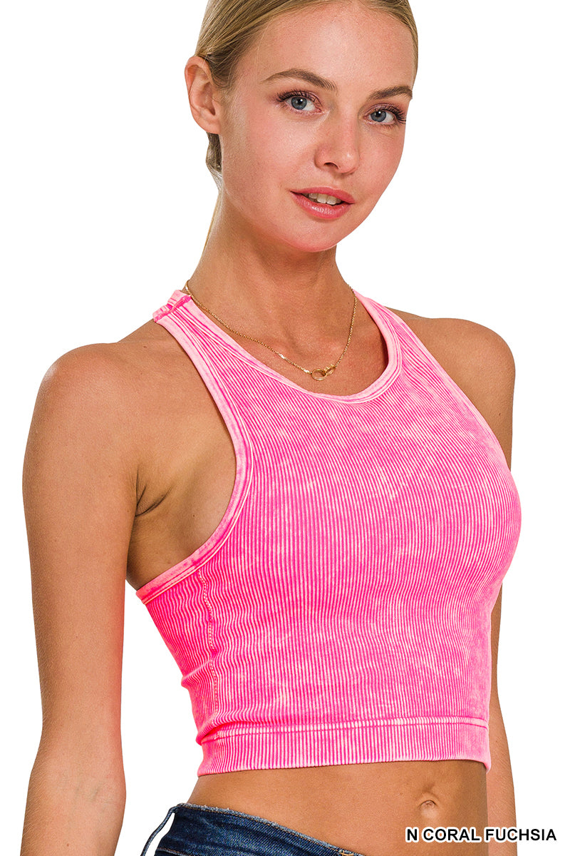 Washed ribbed cropped tank