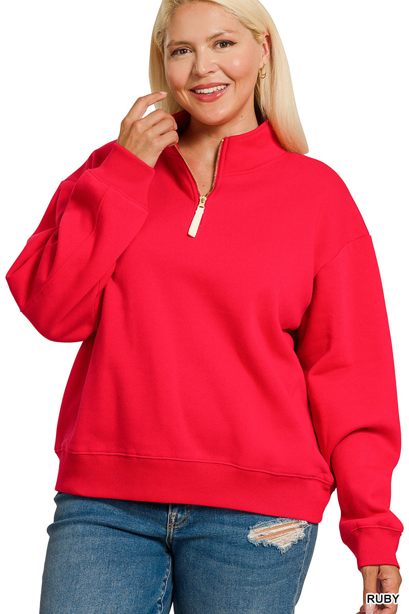Plus Half Zip Sweatshirt