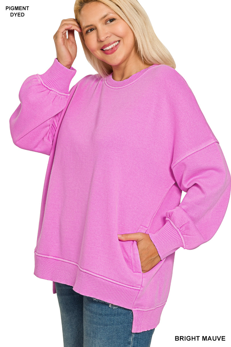 Plus pigment fleece pullover w/ pocket