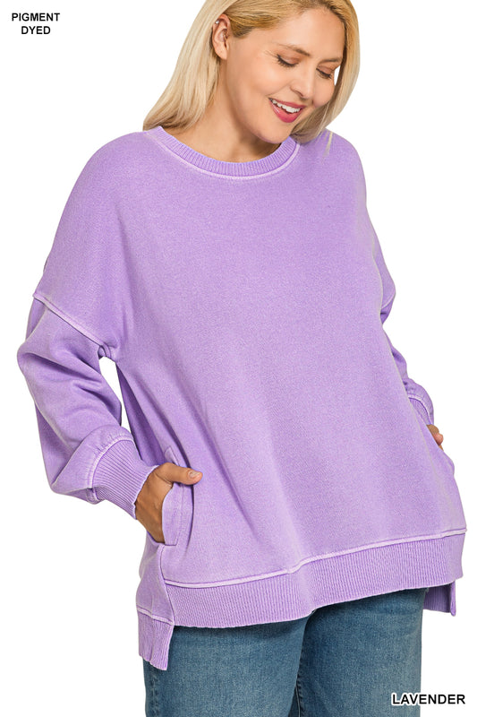 Plus pigment fleece pullover w/ pocket