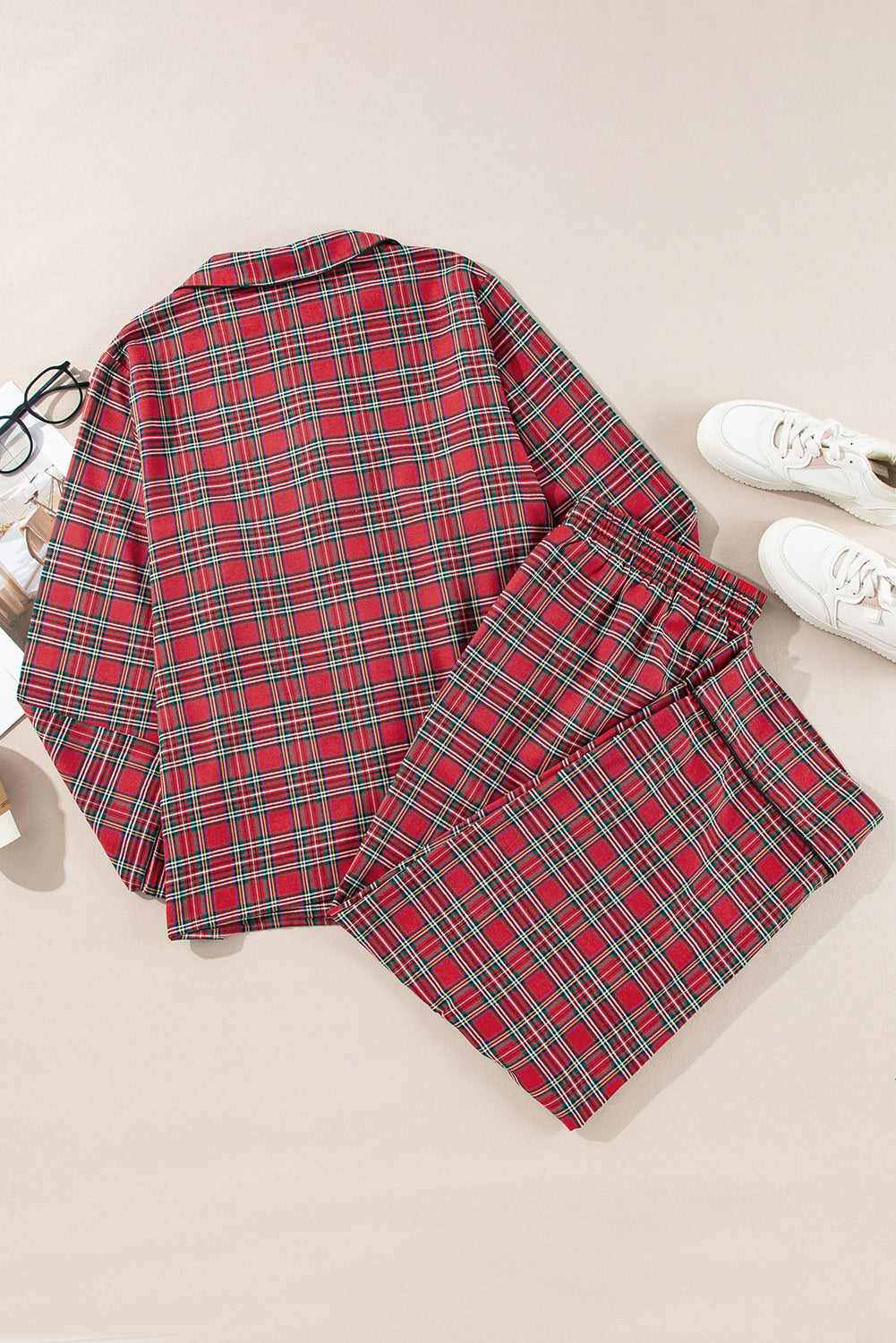 Red Plaid Printed Set