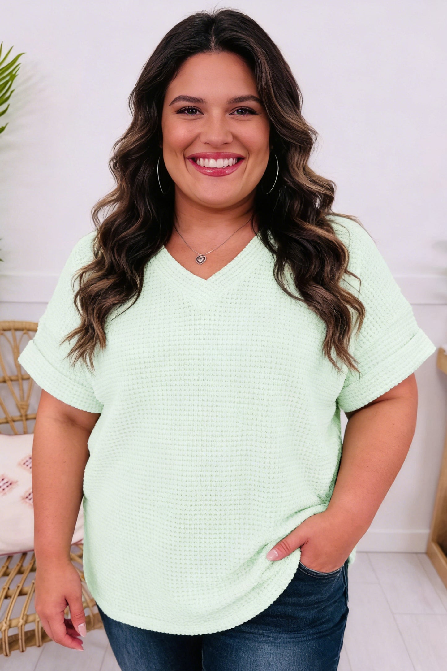 Aqua Waffle Top