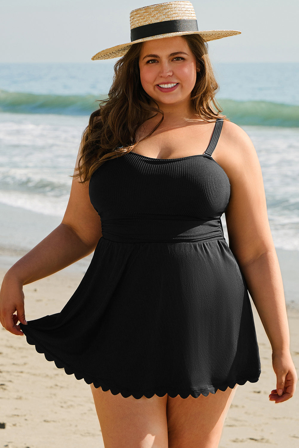 Black Knotted Plus Swimsuit