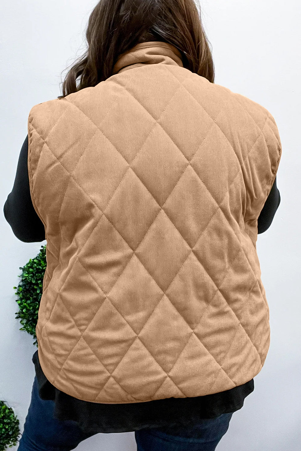 Plus Size Quilted Button Vest