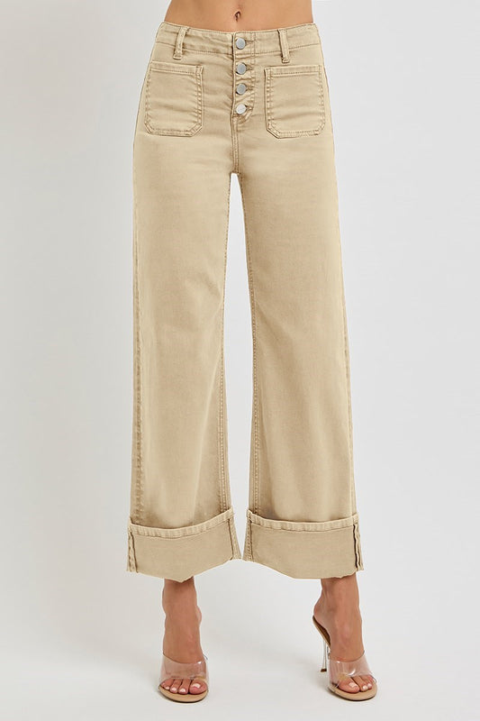 Risen HR Wide Leg Cuffed Pants