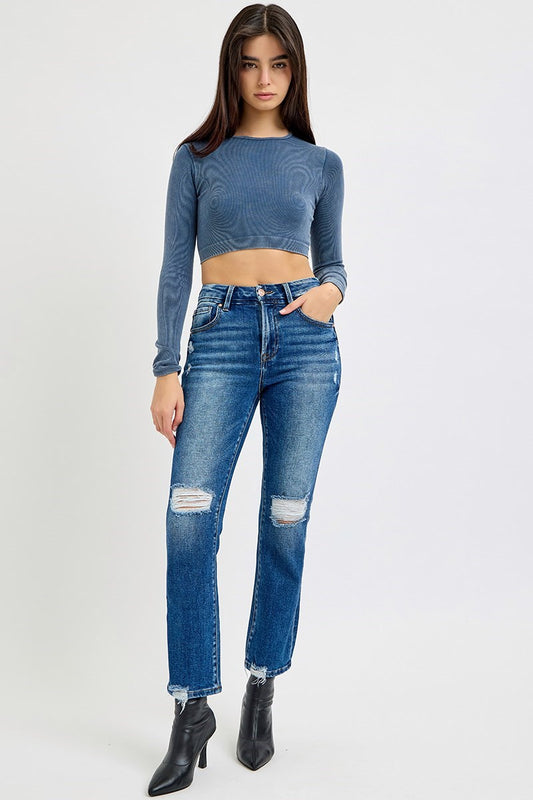 Risen HR Crop Straight Jeans