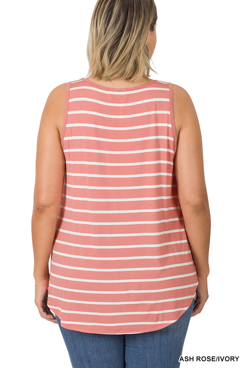 Plus Stripe Sleeveless Top