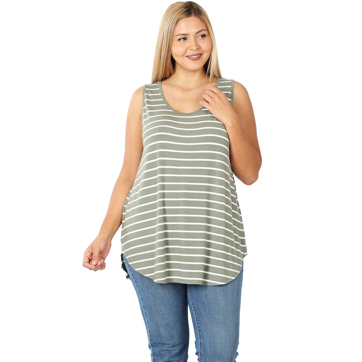Plus Stripe Sleeveless Top