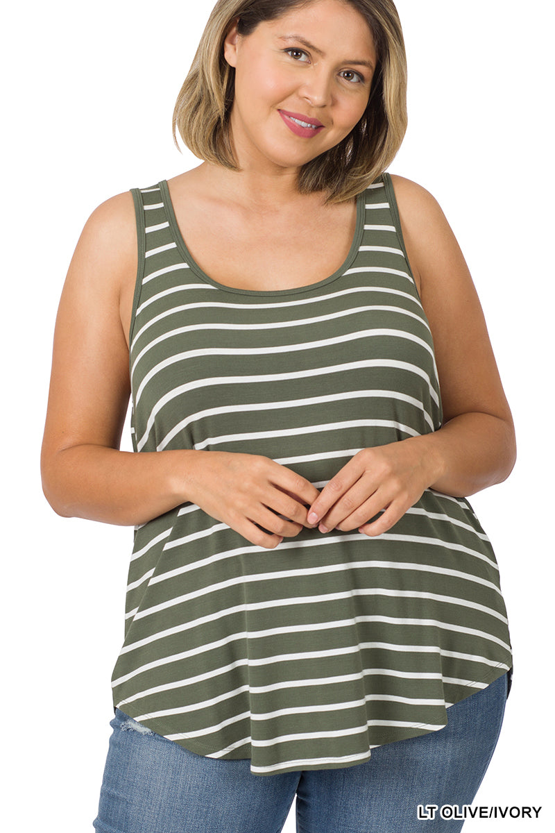 Plus Stripe Sleeveless Top