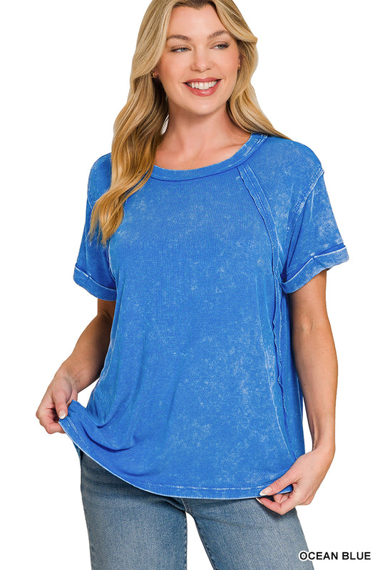Washed Ribbed SS Top