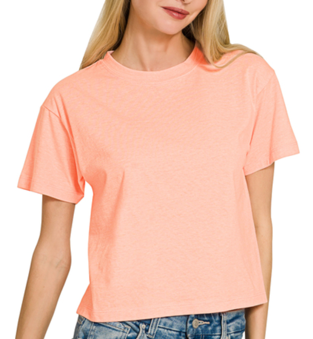 Cotton Crew Neck Short Sleeve- Cropped