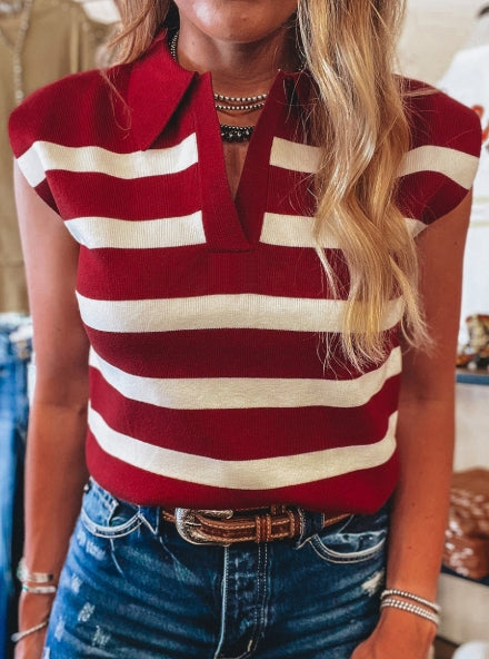 Stripe Collared Sweater Vest