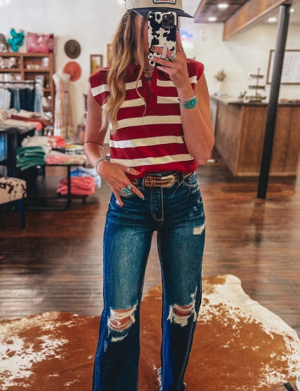 Stripe Collared Sweater Vest