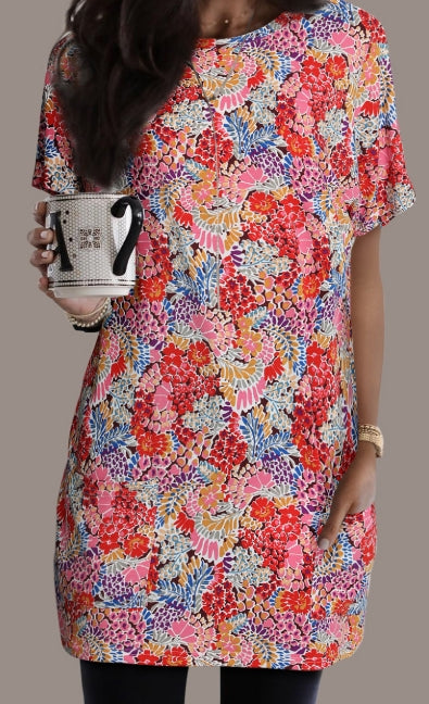 Boho Flower Tunic Top