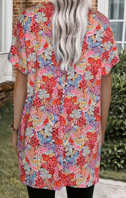 Boho Flower Tunic Top