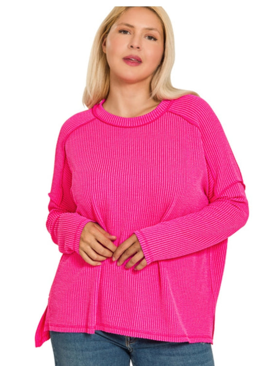 pink ribbed long sleeve
