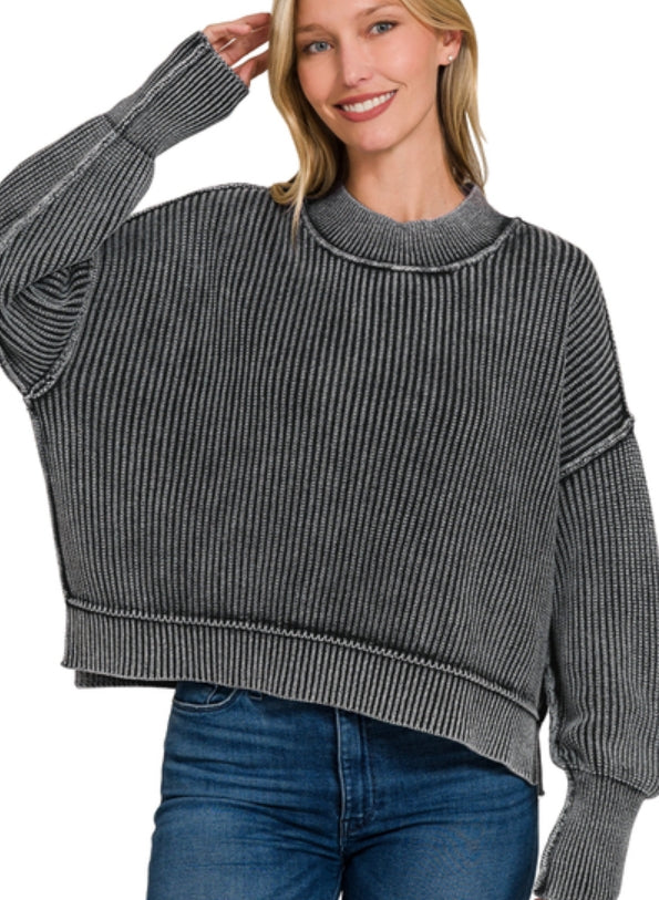 Black oversized cropped sweater