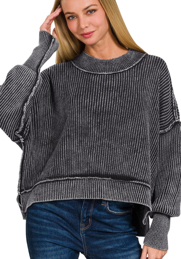 Black oversized cropped sweater