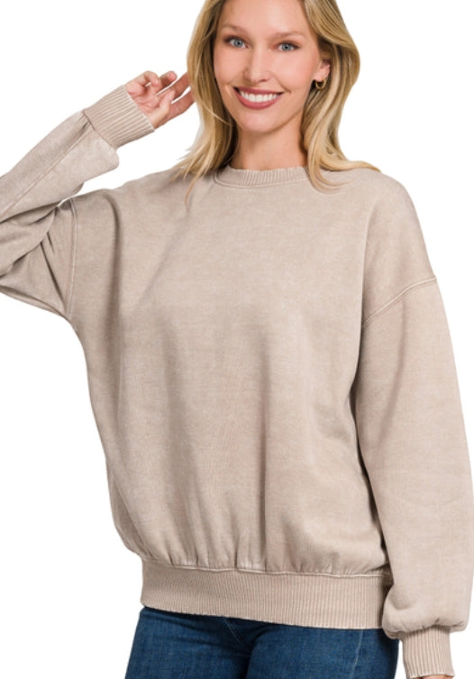 Beige Acid wash pullover