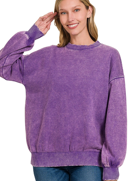 Violet Acid Wash Pullover
