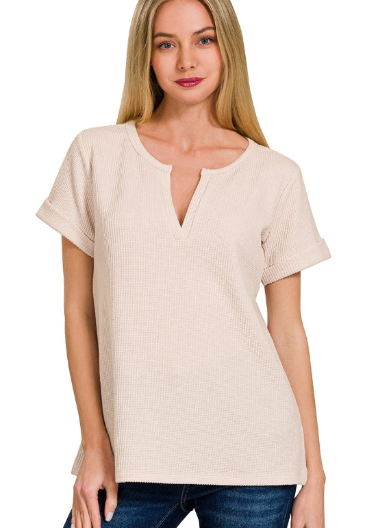 Sand Beige Waffle Top