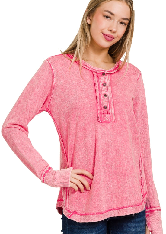 Fuchsia thumb hole long sleeve