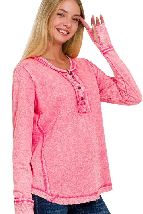 Fuchsia thumb hole long sleeve