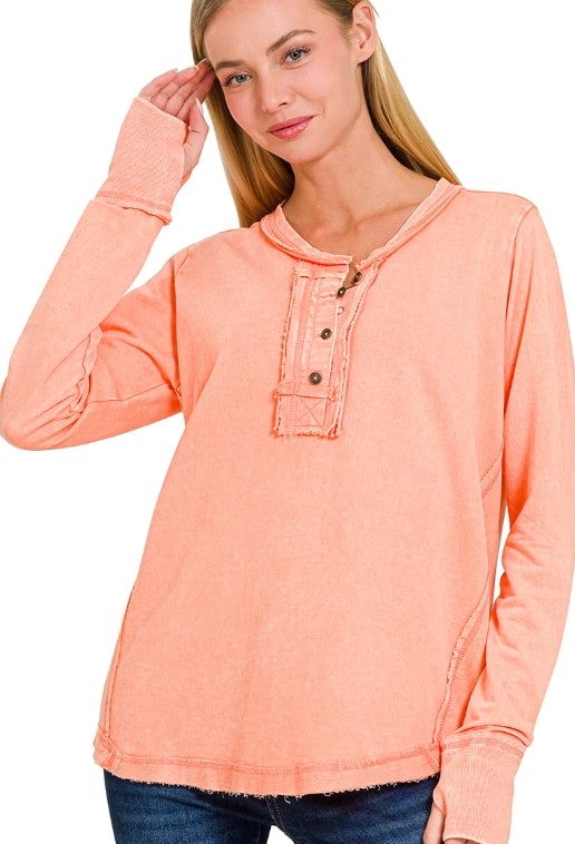 Coral Thumb Hole Long Sleeve