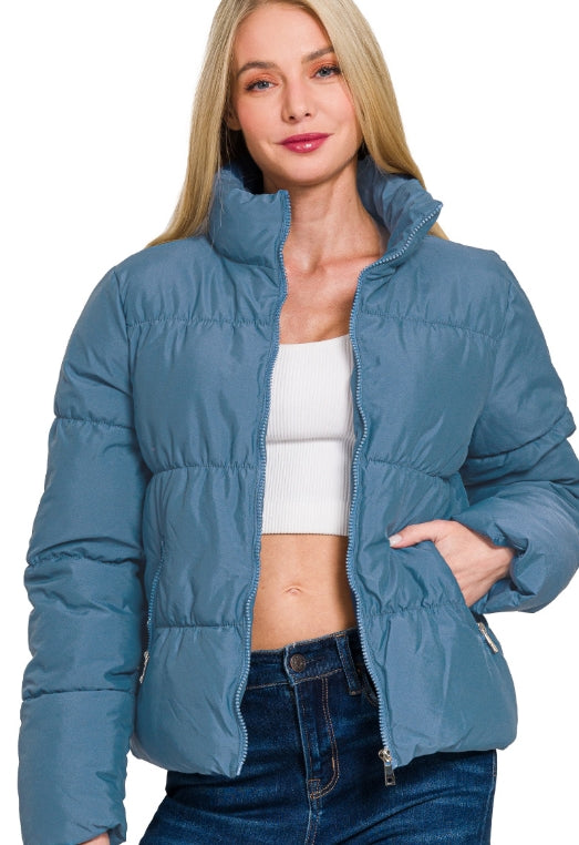 Dusty Blue Puffer Jacket