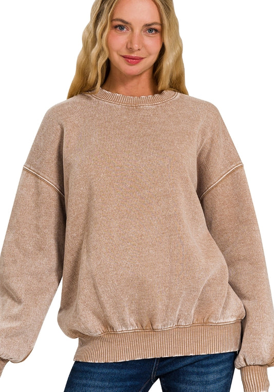 Deep Camel Acid Wash Pullover