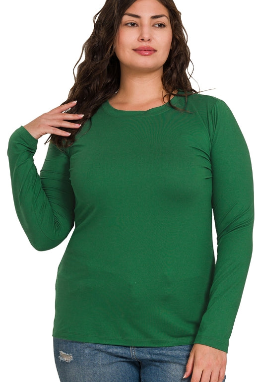 Plus long sleeve round neck tee