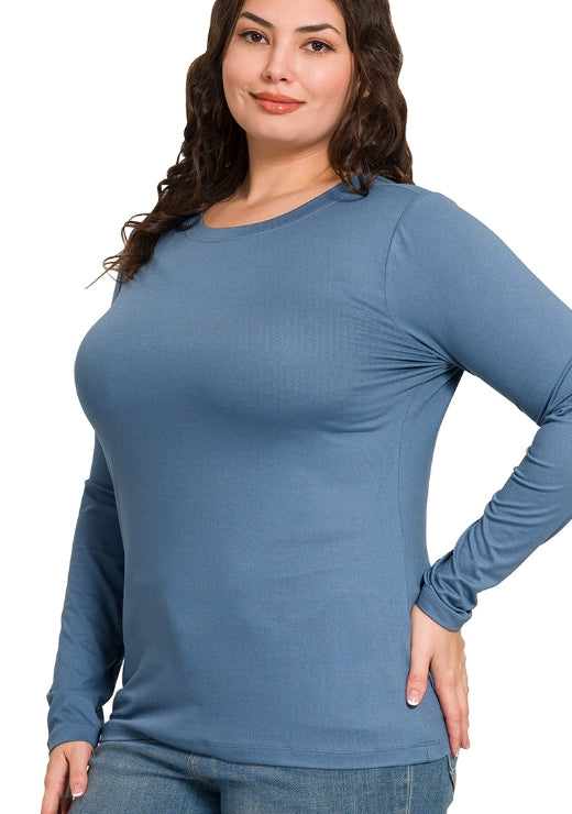 Plus long sleeve round neck tee