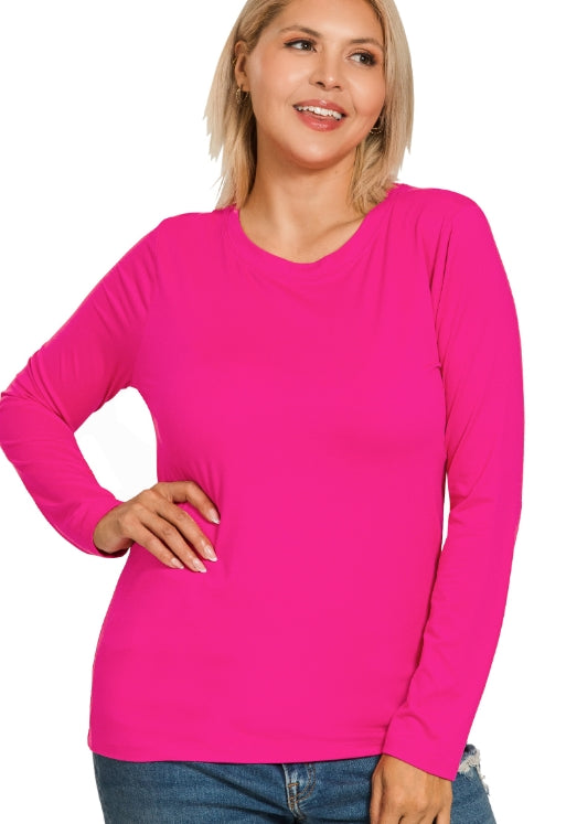 Plus long sleeve round neck tee