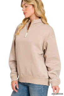 Acid Wash Fleece Half-Zip Pullover