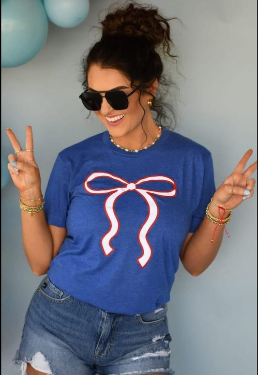 red and white bow tees