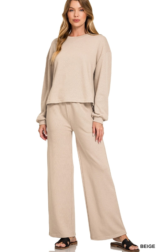 French Rib Pullover and Pants Set