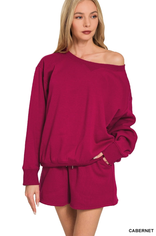 Fleece Boat Neck Sweatshirts & Shorts