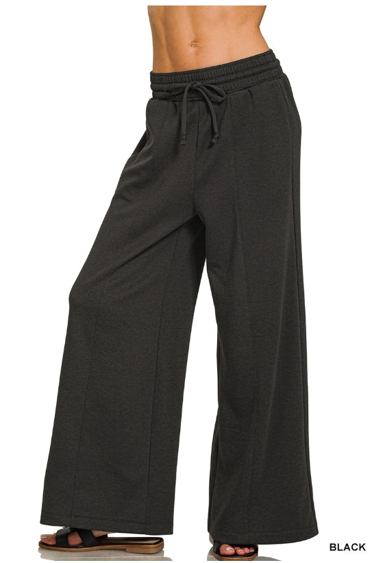 SCUBA DRAWSTRING WIDE LEG PANTS