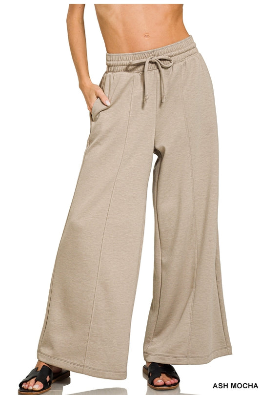 SCUBA DRAWSTRING WIDE LEG PANTS