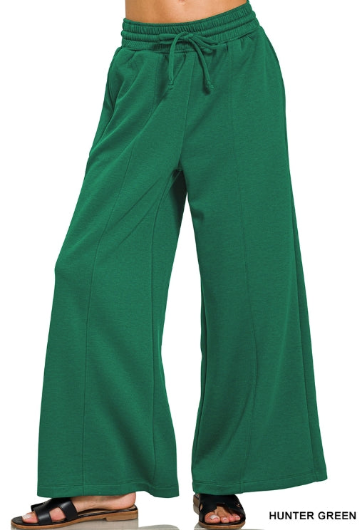 SCUBA DRAWSTRING WIDE LEG PANTS