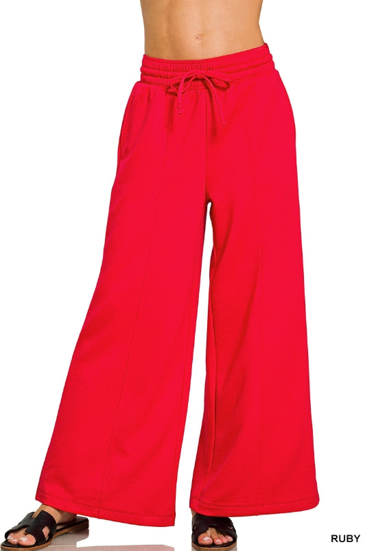 SCUBA DRAWSTRING WIDE LEG PANTS