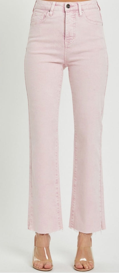 Pink distressed bottom