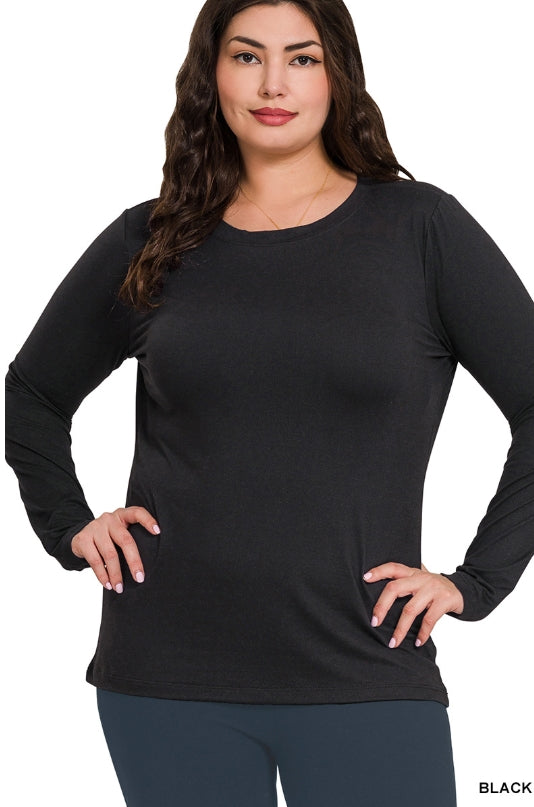 Plus long sleeve round neck tee