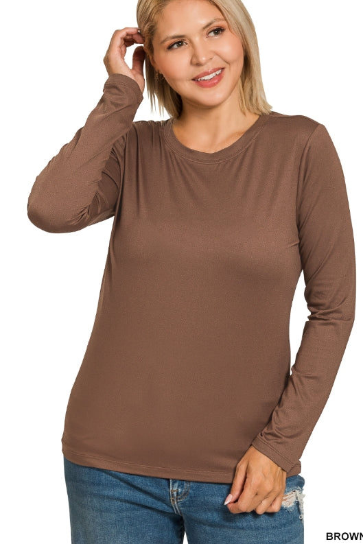 Plus long sleeve round neck tee